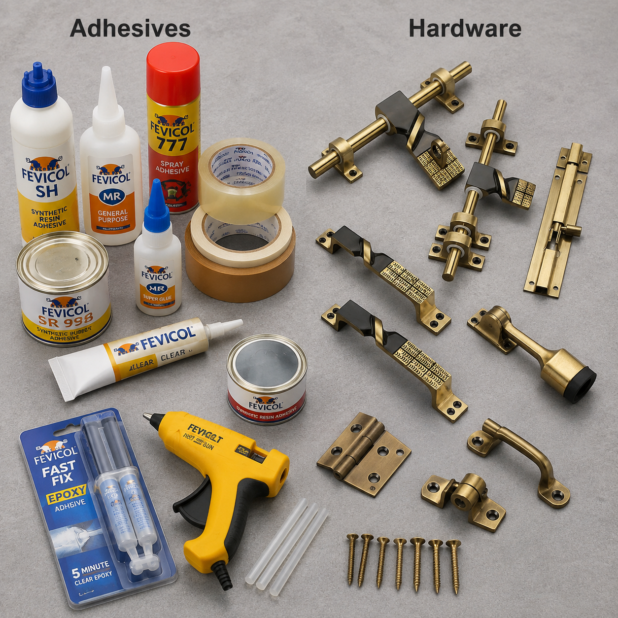 Adhesives and hardware